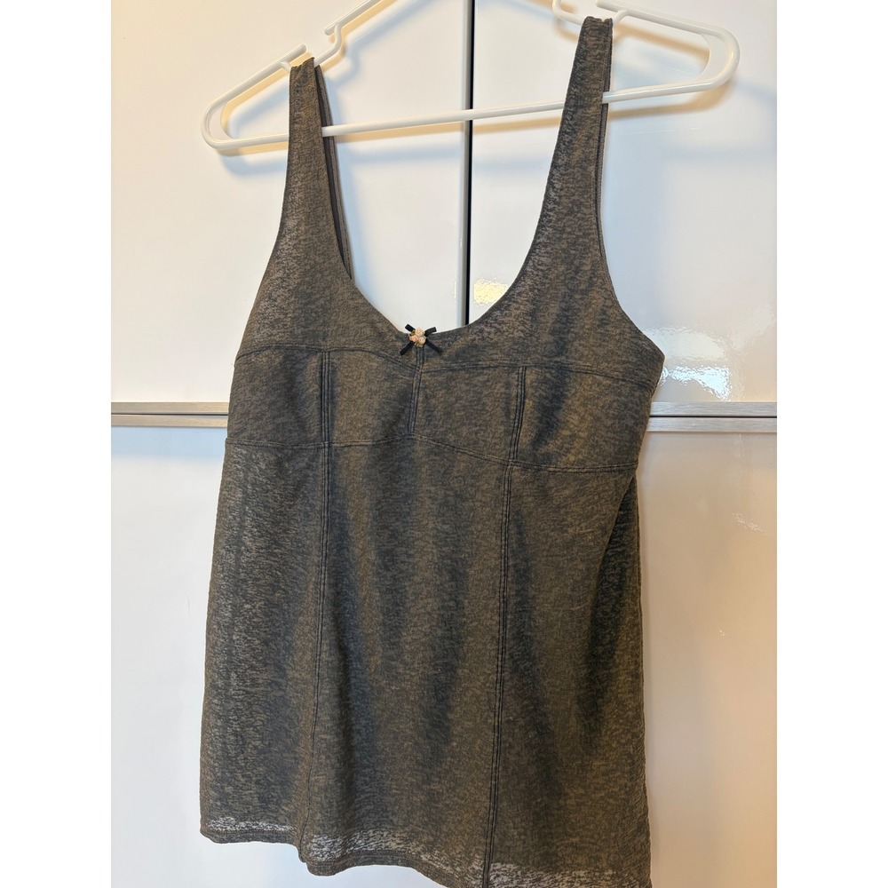 Intimately Free People Grey Burnout Rosette Tank Top Small Scoop Neck Sleeveless
